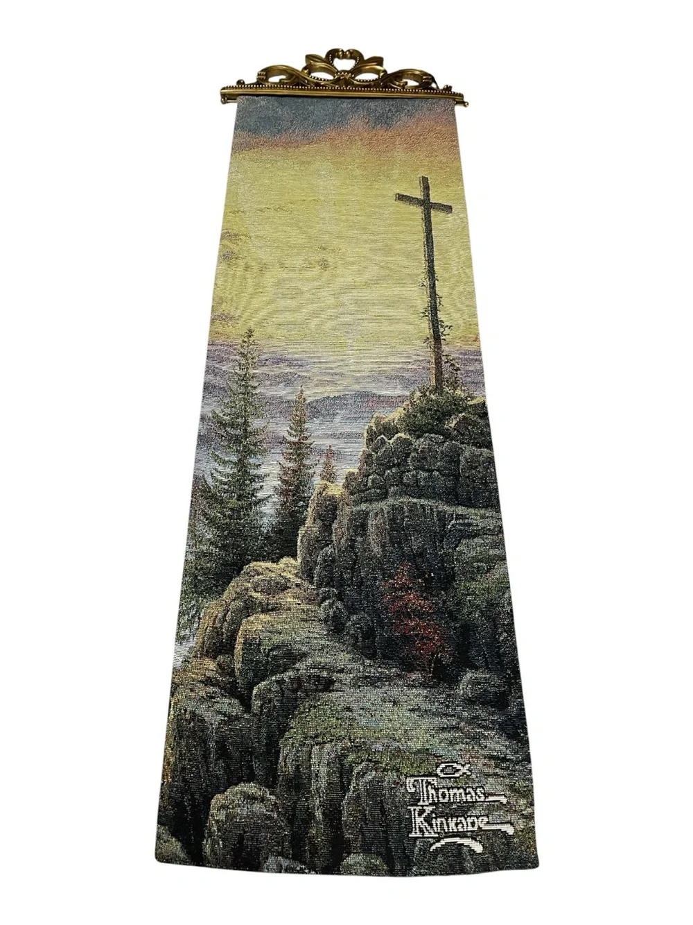 Thomas Kinkade Sunrise Tapestry Panel with Ornate Hanger